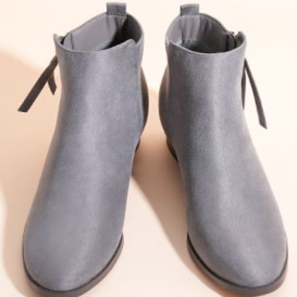 Women’s Booties Closed Toe Low Block Heel Ankle Boots Side Zipper Comfy Suede - Picture 1 of 8